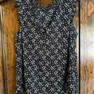 Talbots Plus | Women's Black & White Flowers Sleeveless Blouse (Size 2X)